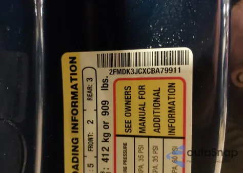 2012 Ford Edge Sel из США, поврежденный, VIN 2FMDK3JCXCBA79911